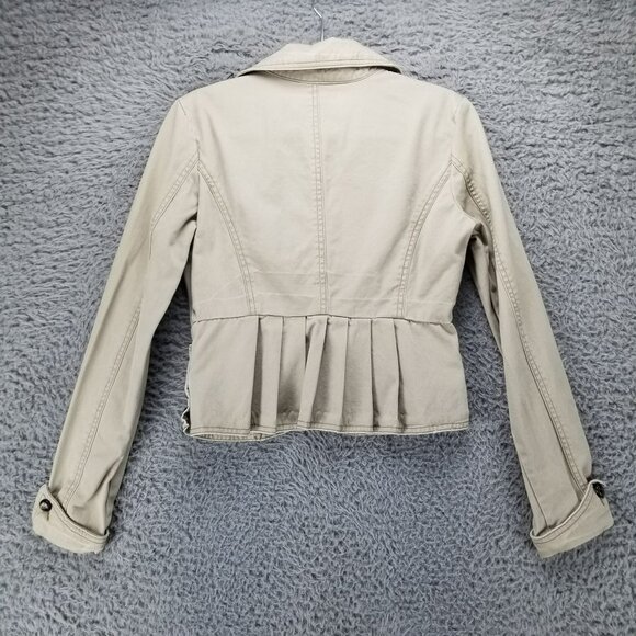 Nori Jacket Womens Medium Tan 100% Cotton Long Sleeve Two Button Blazer - Picture 11 of 12